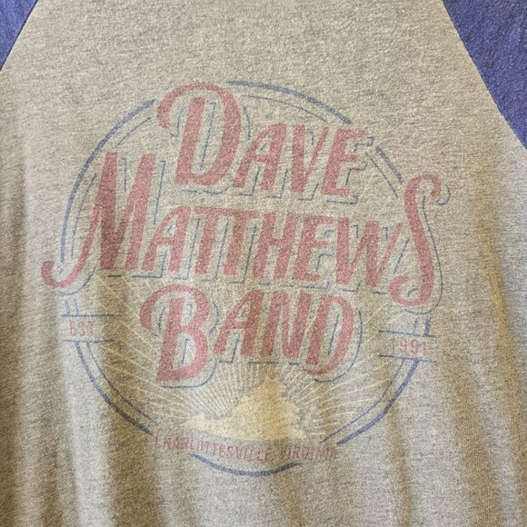 Dave Matthews Band Gray Blue Raglan Baseball 3/4 Sleeve Shirt M Unisex - Picture 2 of 5
